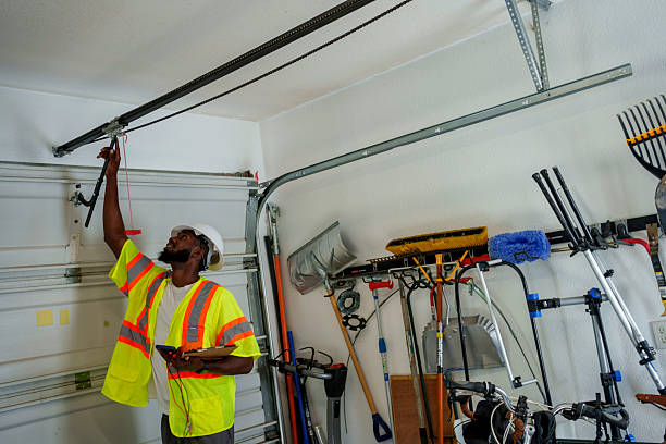 Professional Garage Door Panel Replacement technician working in Brightwaters, NY
